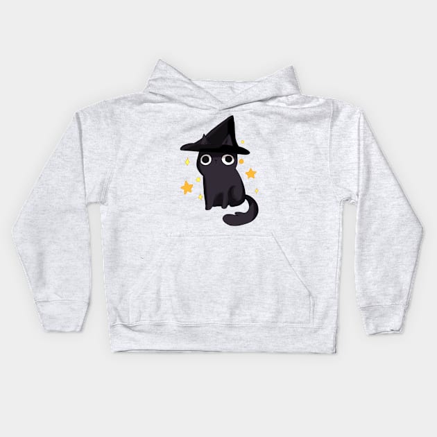 Cute wizard black cat Kids Hoodie by Mayarart